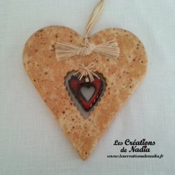 Coeur Hansi pain d'épice en céramique, à suspendre