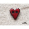 Bouton coeur rouge piment en céramique