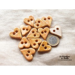 Bouton coeur biscuit en céramique