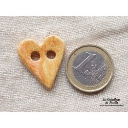 Bouton coeur biscuit en céramique