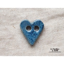 Bouton coeur bleu en céramique