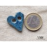 Bouton coeur bleu en céramique