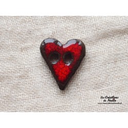 Bouton coeur rouge en céramique