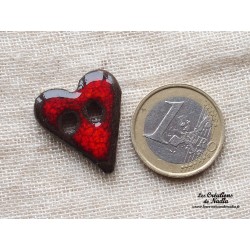 Bouton coeur rouge en céramique