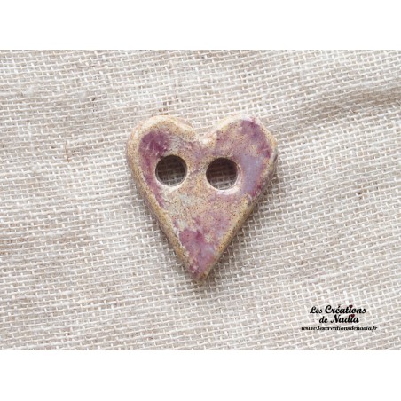 Bouton coeur parme en céramique Bouton coeur parme en céramique