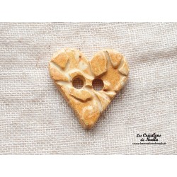 Bouton coeur pain d'épice en céramique
