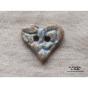 Bouton coeur bleu-gris marbré en céramique