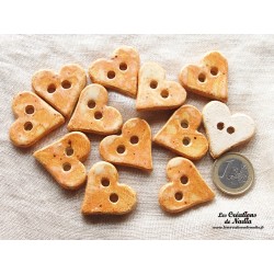 Bouton coeur pain d'épice en céramique