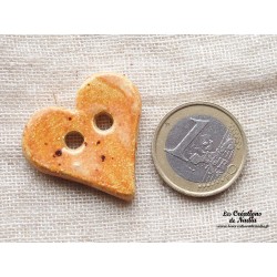 Bouton coeur pain d'épice en céramique