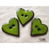 Bouton grand coeur vert en céramique