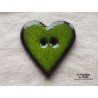 Bouton grand coeur vert en céramique