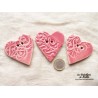 Bouton grand coeur rose en céramique