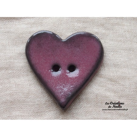 Bouton grand coeur vieux rose en céramique Bouton grand coeur vieux rose en céramique