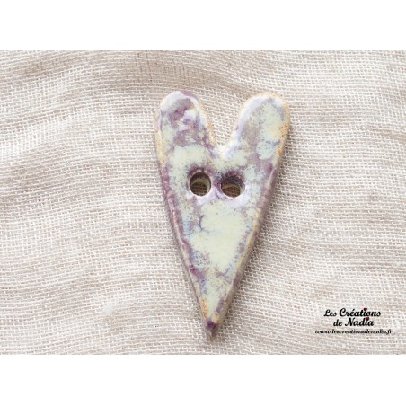 Bouton coeur allongé parmille en céramique Bouton coeur allongé parmille en céramique