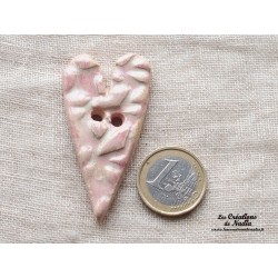 Bouton coeur allongé couleur chamalo en céramique