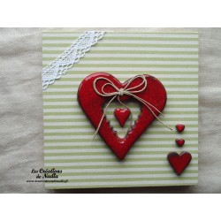 Tableau coeur en céramique couleur rouge piment