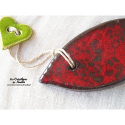 Poisson en céramique de couleur rouge pomme d'amour, à accrocher