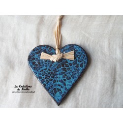 Coeur Liesel turquoise en poterie, à accrocher