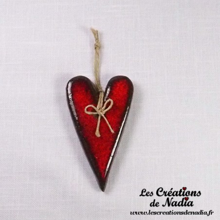 Coeur Suzel en céramique, couleur rouge pomme d'amour, à suspendre Coeur Suzel en céramique, couleur rouge pomme d'amour, à suspendre