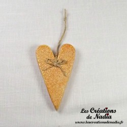 Coeur Suzel en céramique, couleur biscuit, à accrocher