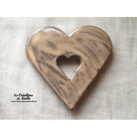 Coeur dessous de plat en céramique cappuccino Coeur dessous de plat en céramique cappuccino