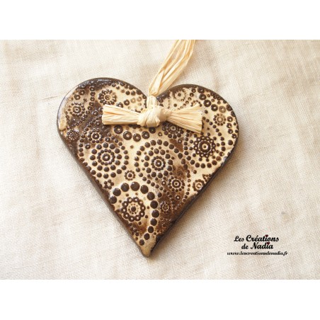 Coeur Liesel crème brûlée en poterie, à accrocher Coeur Liesel crème brûlée en poterie, à accrocher