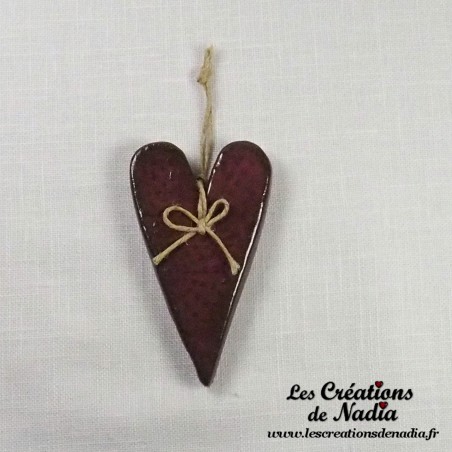 Coeur Suzel en céramique, couleur vieux rose, à suspendre Coeur Suzel en céramique, couleur vieux rose, à suspendre