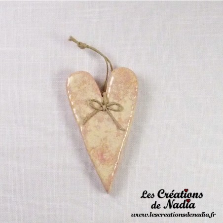 Coeur Suzel en céramique, couleur chamolo, à suspendre Coeur Suzel en céramique, couleur chamolo, à suspendre