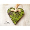 Coeur Liesel vert reinette en poterie, à accrocher