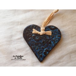 Coeur Liesel turquoise en céramique, à accrocher