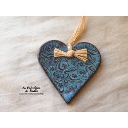 Coeur Liesel turquoise en céramique, à suspendre