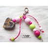 Grigri bijoux de sac, porte clés coeur marron glacé