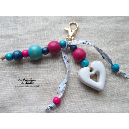 Grigri bijoux de sac, porte clés coeur blanc Grigri bijoux de sac, porte clés coeur blanc