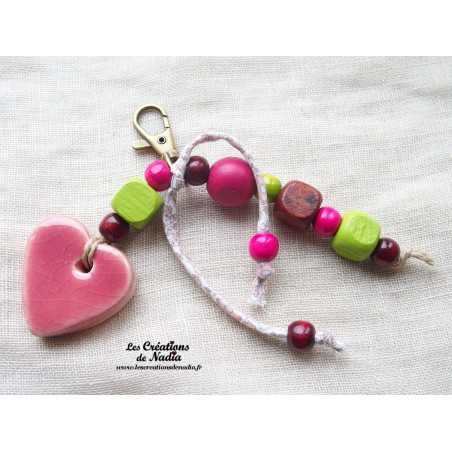 Grigri bijoux de sac, porte clés coeur rose Grigri bijoux de sac, porte clés coeur rose