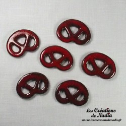 Lot de 6 mini bretzels en céramique, couleur rouge piment