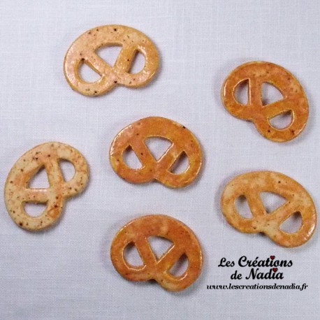 Lot de 6 mini bretzels en céramique, couleur pain d'épice