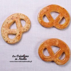 Lot de 6 mini bretzels en céramique, couleur pain d'épice