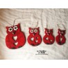 Hibou en céramique couleur rouge piment