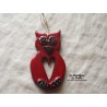 Hibou en céramique couleur rouge piment