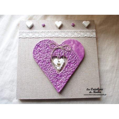 Tableau coeur Hansi en céramique lilas