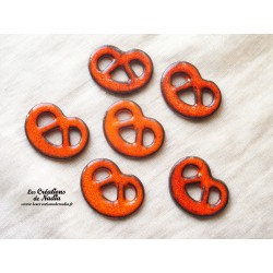 Lot de 6 mini bretzels en céramique, couleur orange