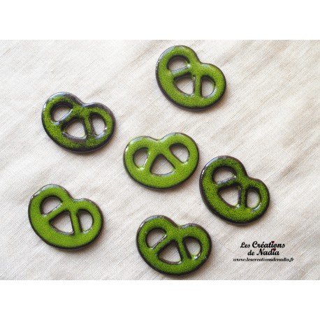 Lot de 6 mini bretzels en céramique, couleur vert