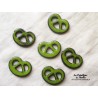 Lot de 6 mini bretzels en céramique, couleur vert