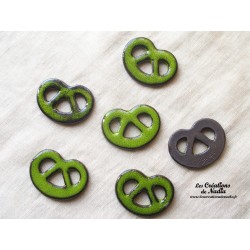 Lot de 6 mini bretzels en céramique, couleur vert