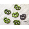 Lot de 6 mini bretzels en céramique, couleur vert