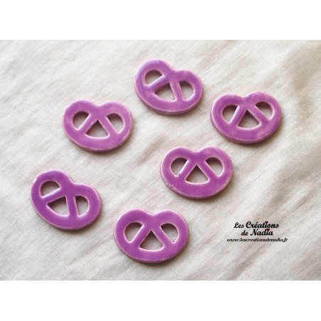 Lot de 6 mini bretzels en céramique, couleur lilas