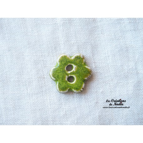 Bouton grande fleur en céramique, couleur vert
