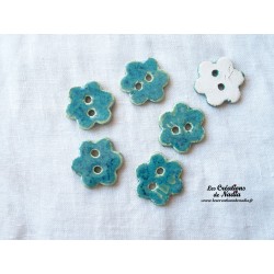 Bouton petite fleur en céramique, couleur vert