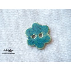 Bouton petite fleur en céramique, couleur vert