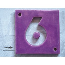Plaque numéro maison lilas en céramique